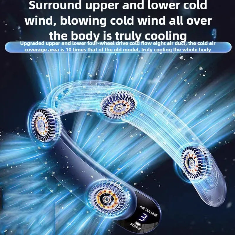 360° Bladeless Neck Cooling Fan with LED Display