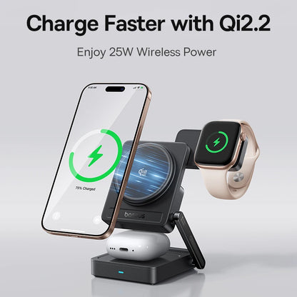 3-in-1 Magnetic Wireless Charger – Qi2.2 Fast Charging Station