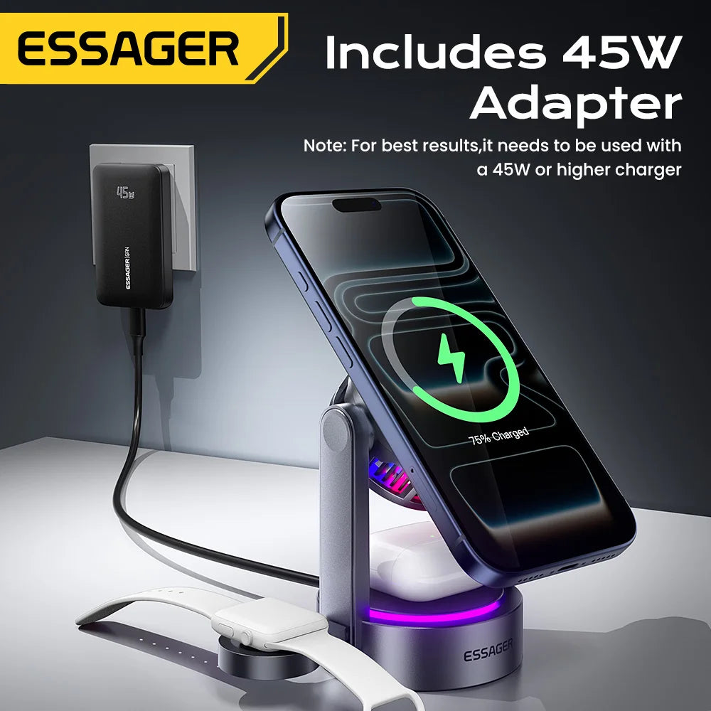 3-in-1 Magnetic Wireless Charger – 25W Fast Charging Station