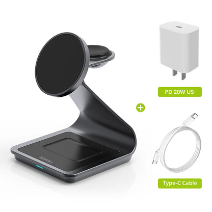 3-in-1 Magnetic Wireless Charging Station for Apple Devices