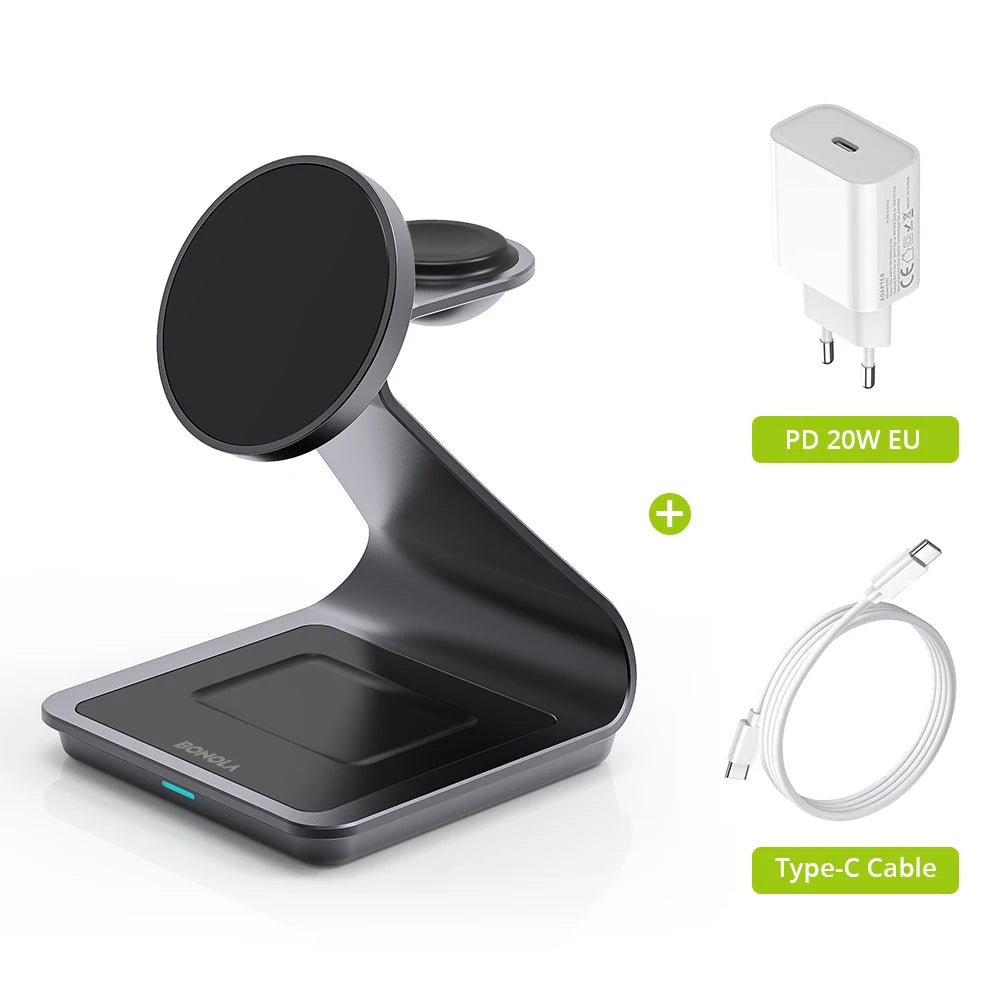 3-in-1 Magnetic Wireless Charging Station for Apple Devices