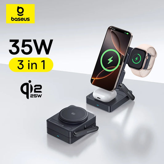 3-in-1 Magnetic Wireless Charger – Qi2.2 Fast Charging Station