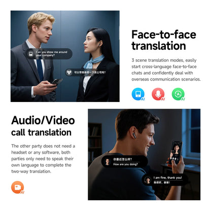 AeroTranslate™ Open-Ear AI Wireless Earbuds with Smart Touch Displa