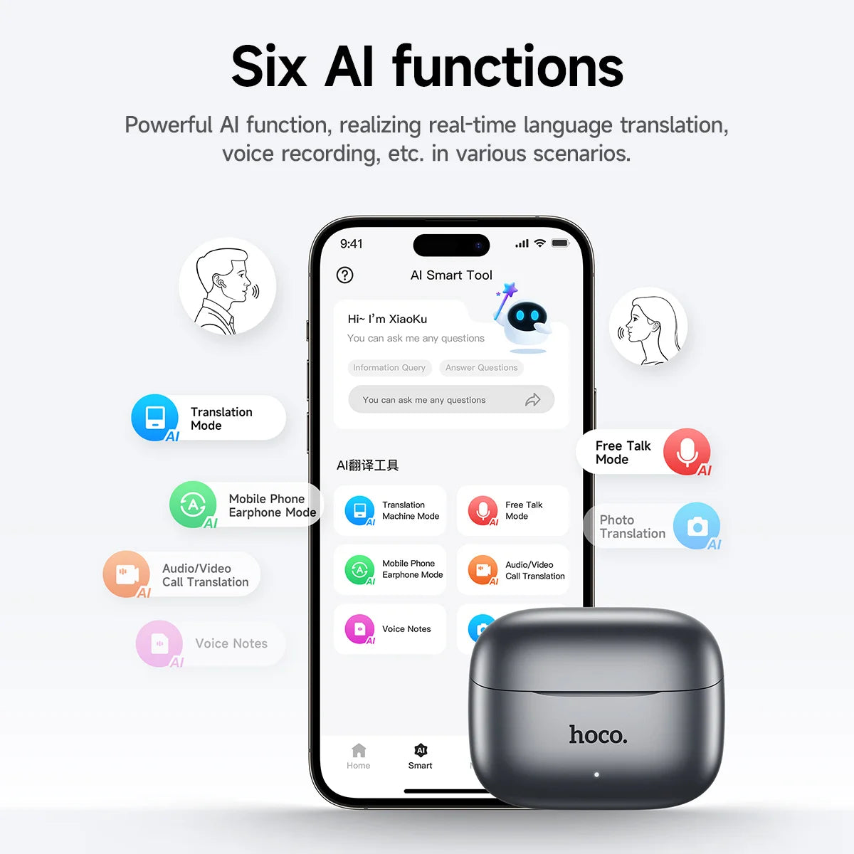 AeroTranslate™ Open-Ear AI Wireless Earbuds with Smart Touch Displa