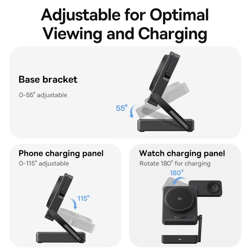 3-in-1 Magnetic Wireless Charger – Qi2.2 Fast Charging Station