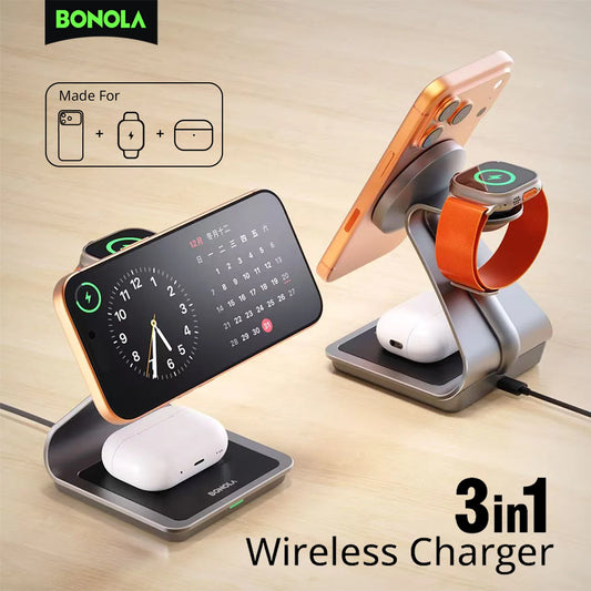 3-in-1 Magnetic Wireless Charging Station for Apple Devices
